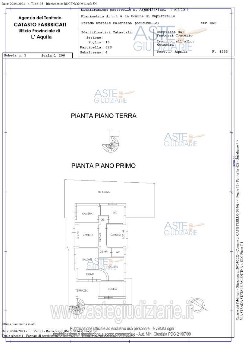 Planimetria del bene