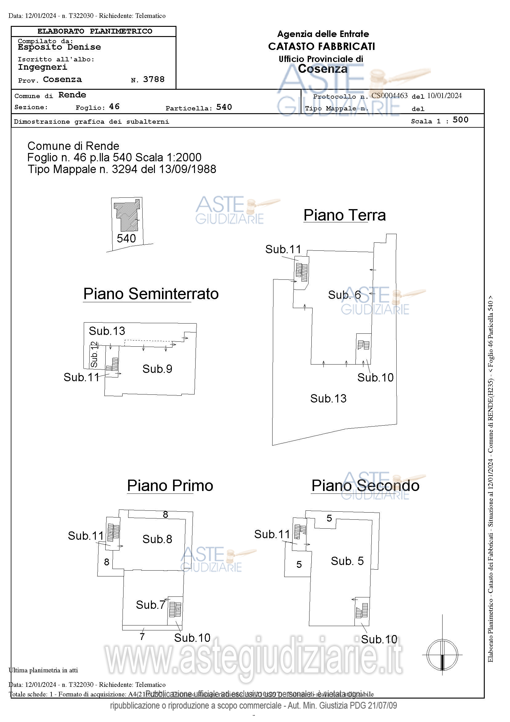 Planimetria del bene