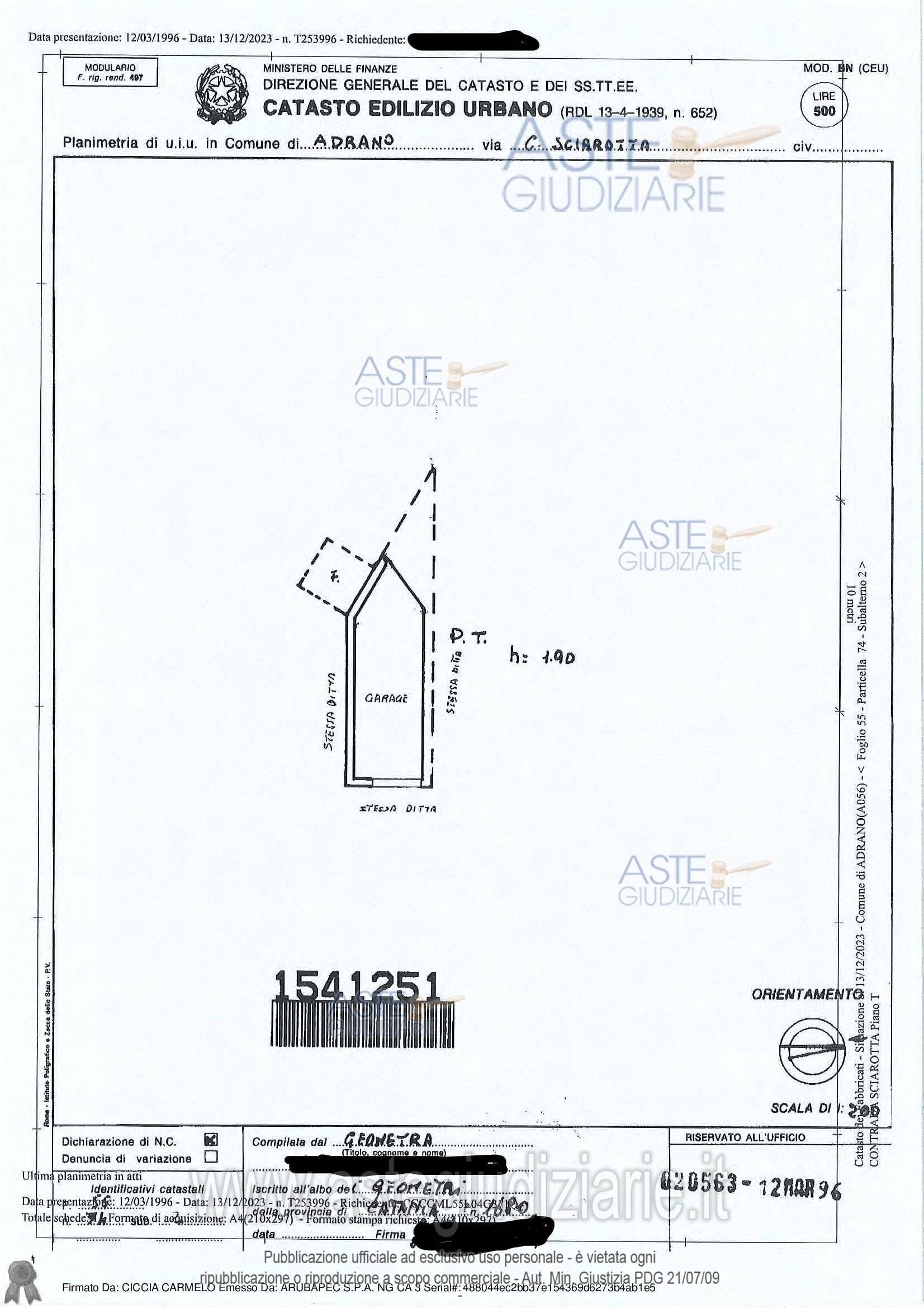 Planimetria del bene