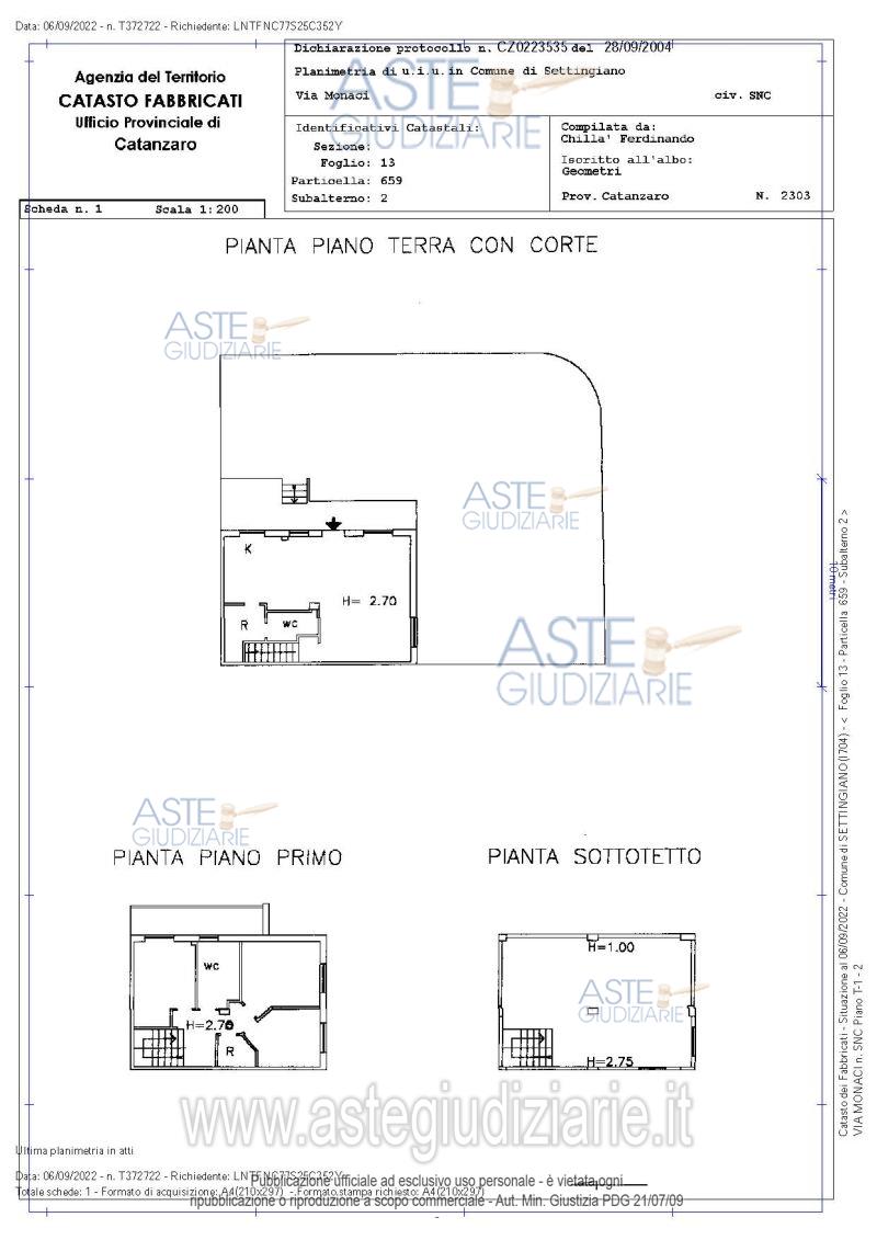 Planimetria del bene