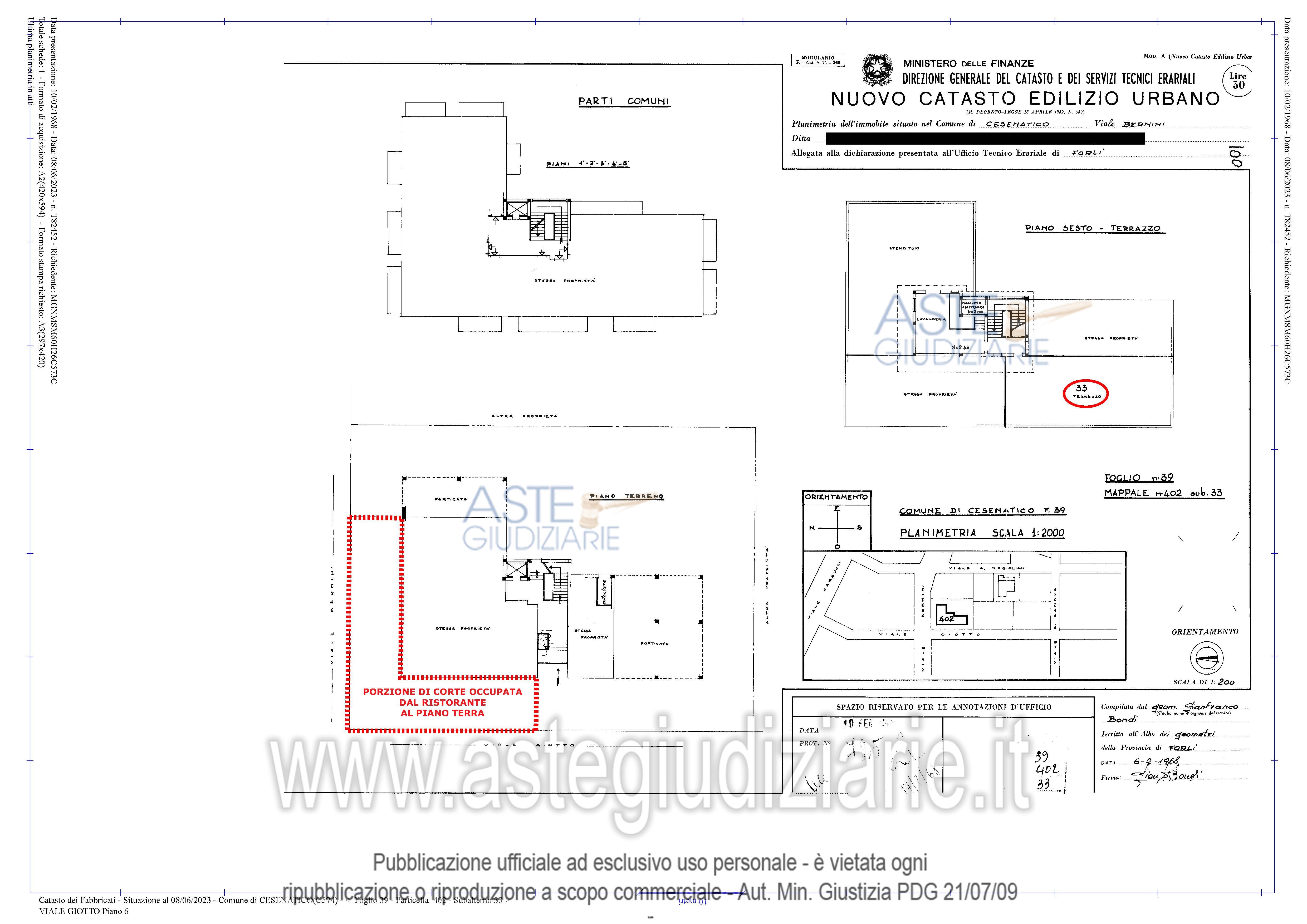 Planimetria del bene