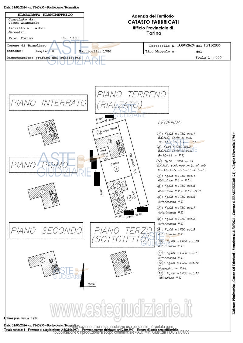 Planimetria del bene