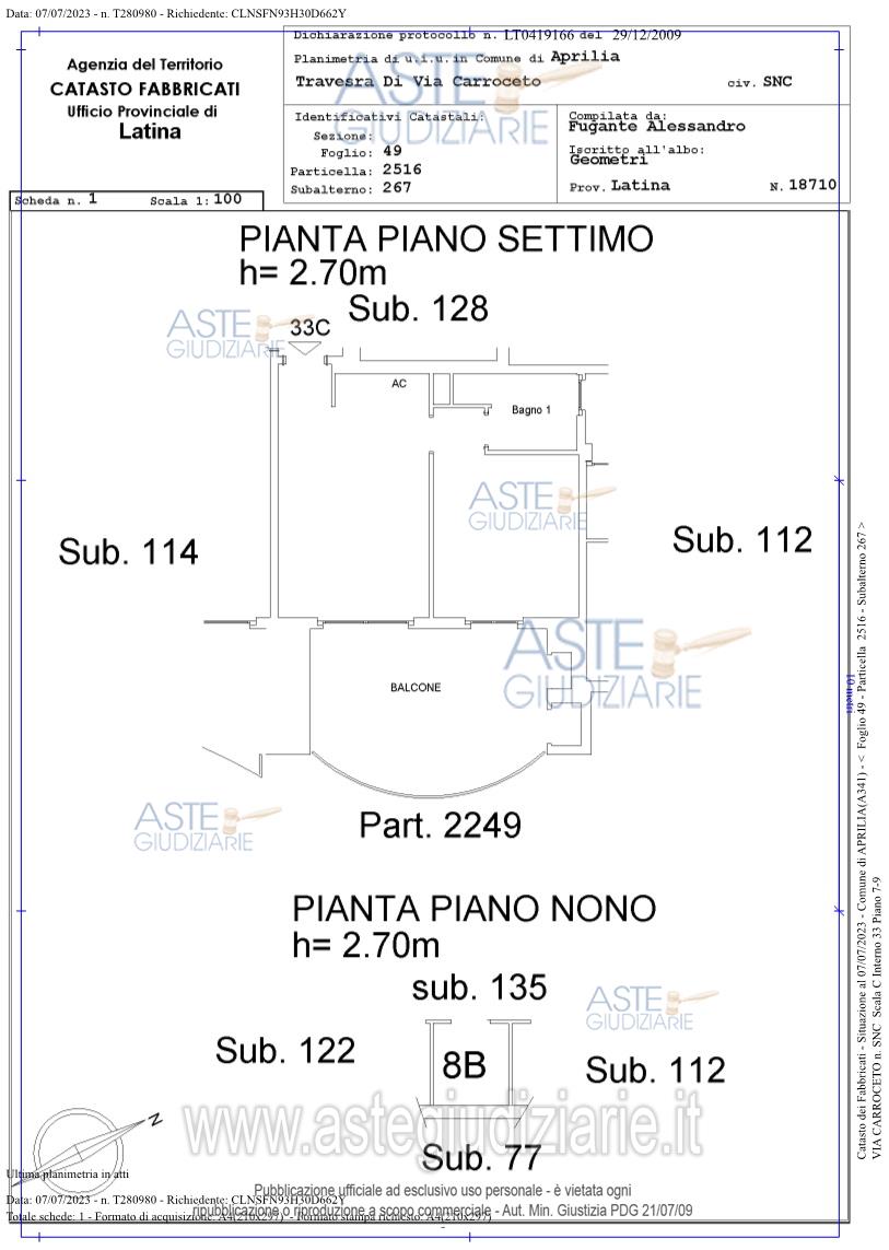 Planimetria del bene