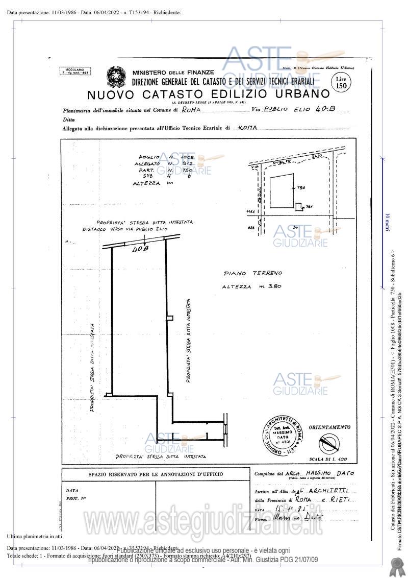 Planimetria del bene