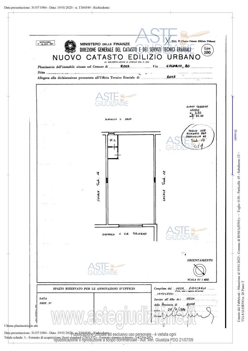 Planimetria del bene