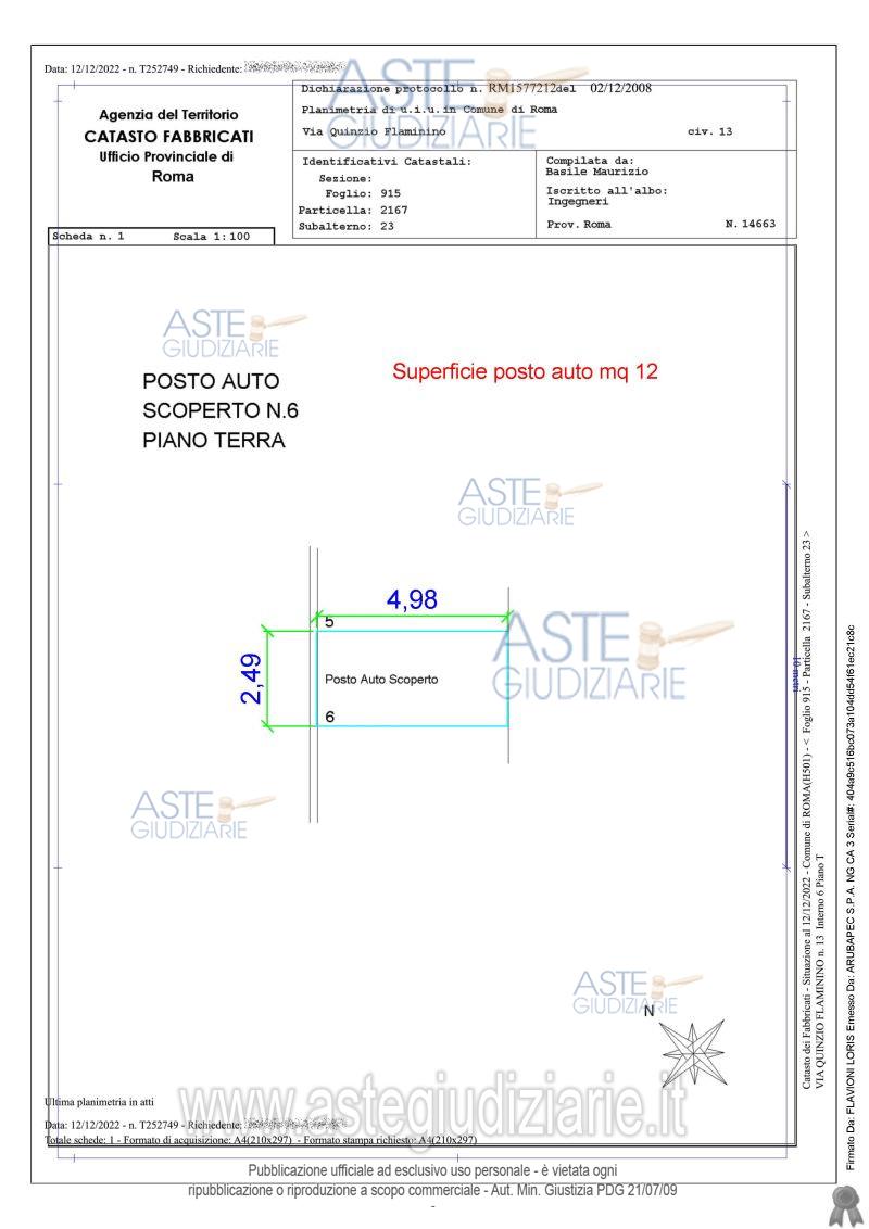 Planimetria del bene