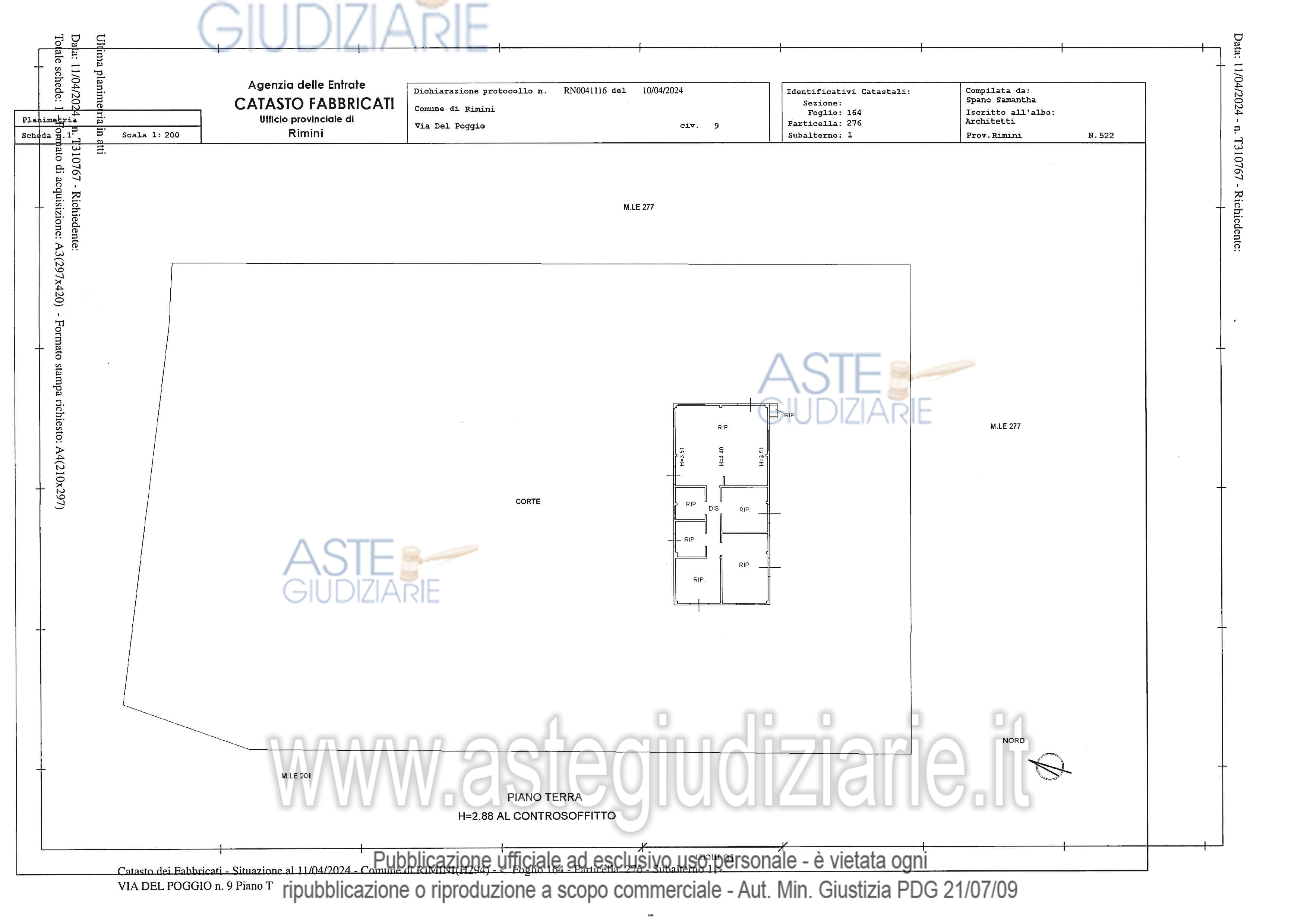 Planimetria del bene