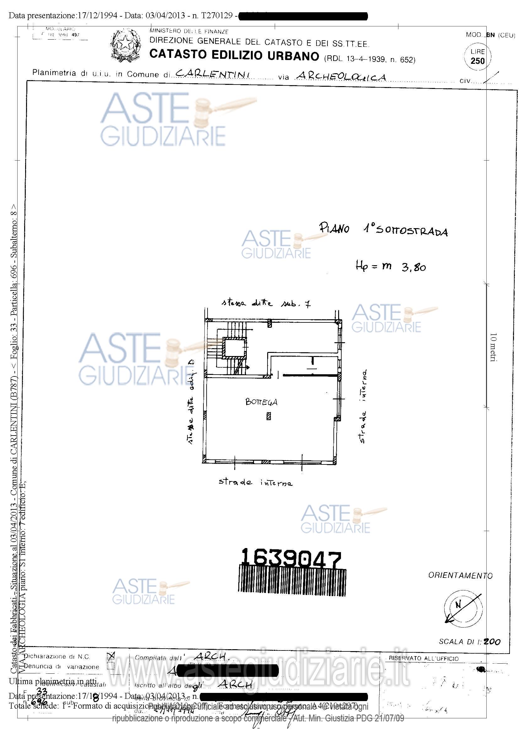 Planimetria del bene