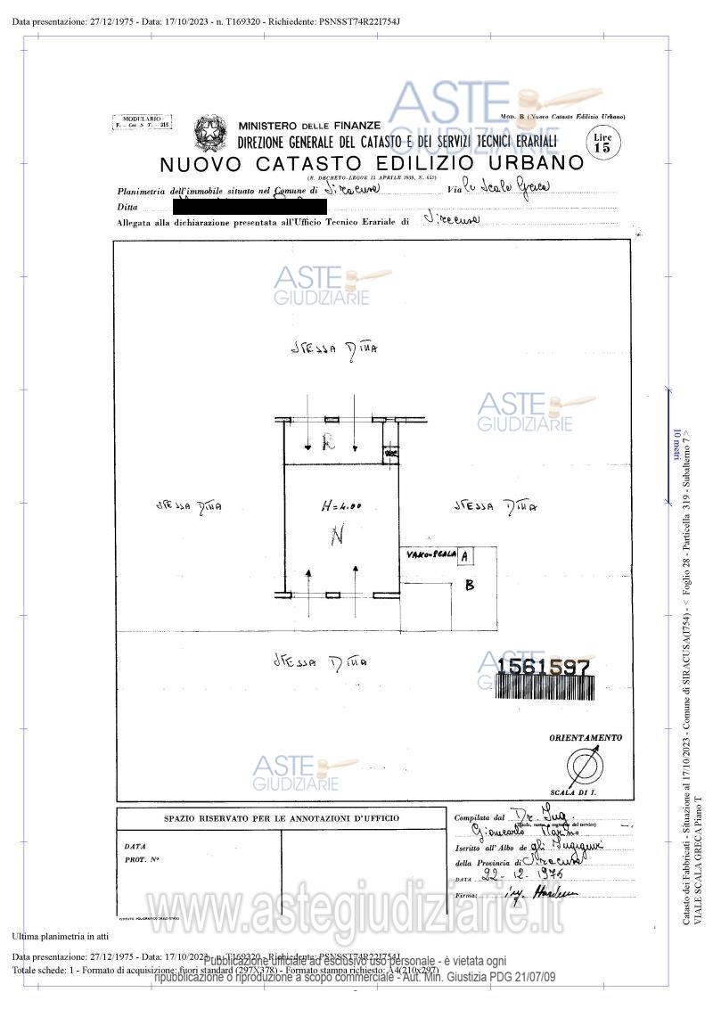 Planimetria del bene