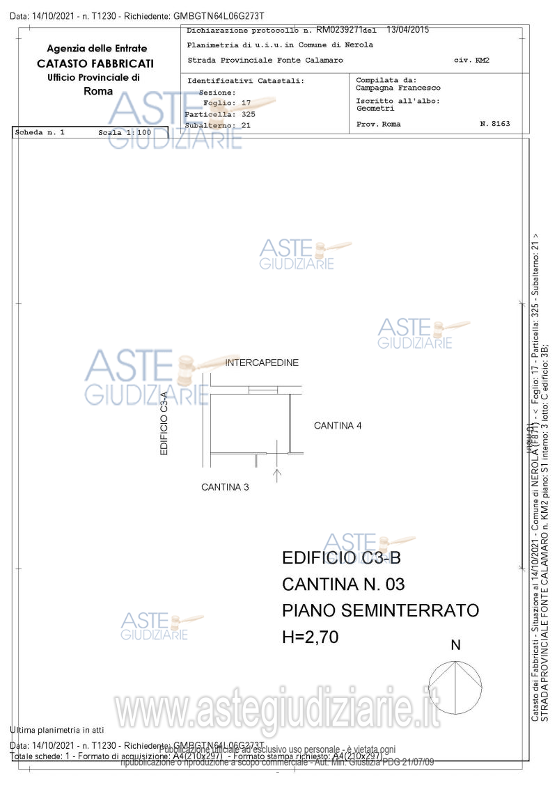 Planimetria del bene