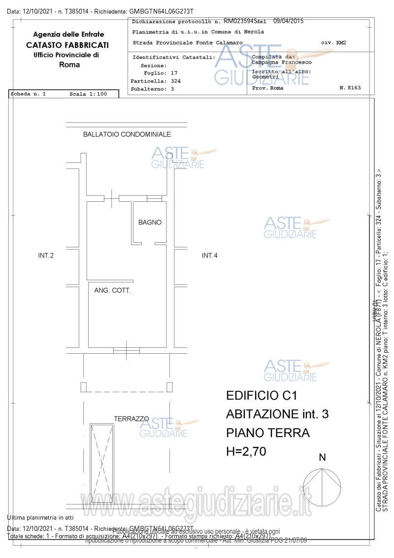 Planimetria del bene