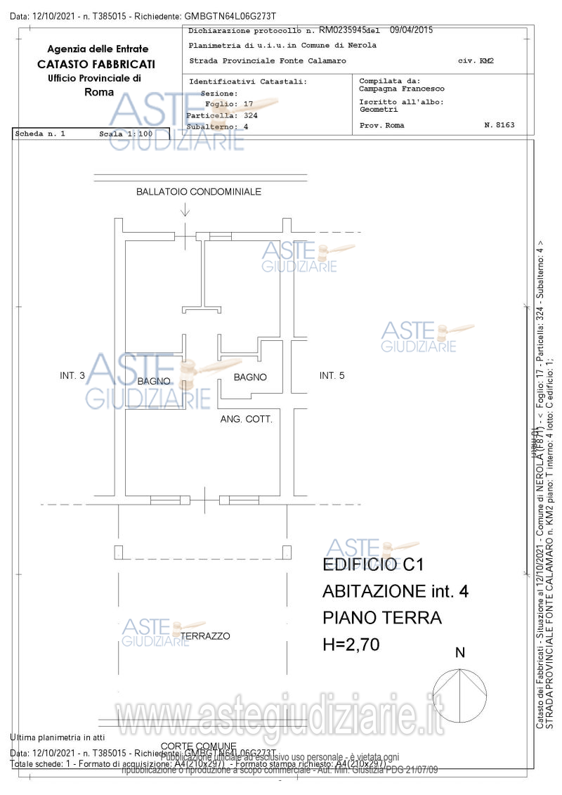 Planimetria del bene