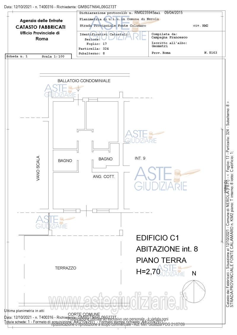 Planimetria del bene