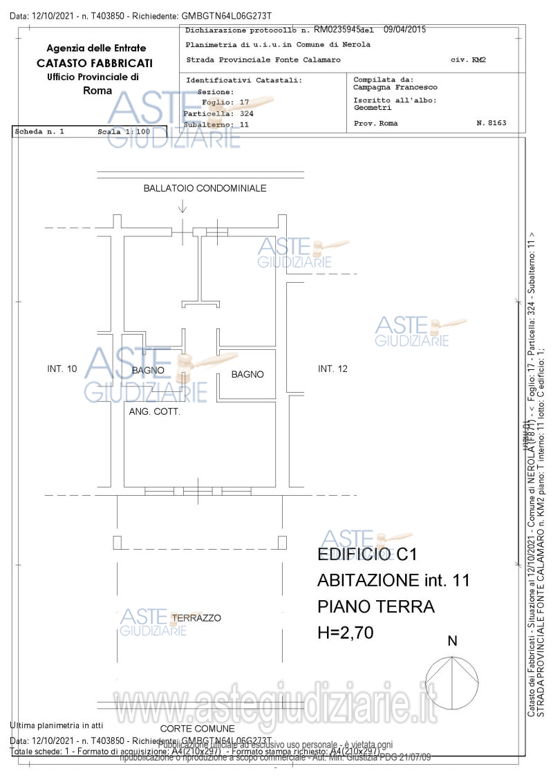 Planimetria del bene