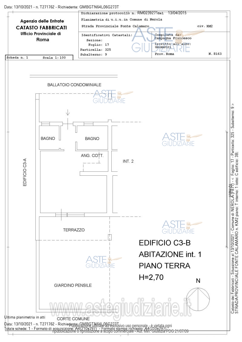 Planimetria del bene