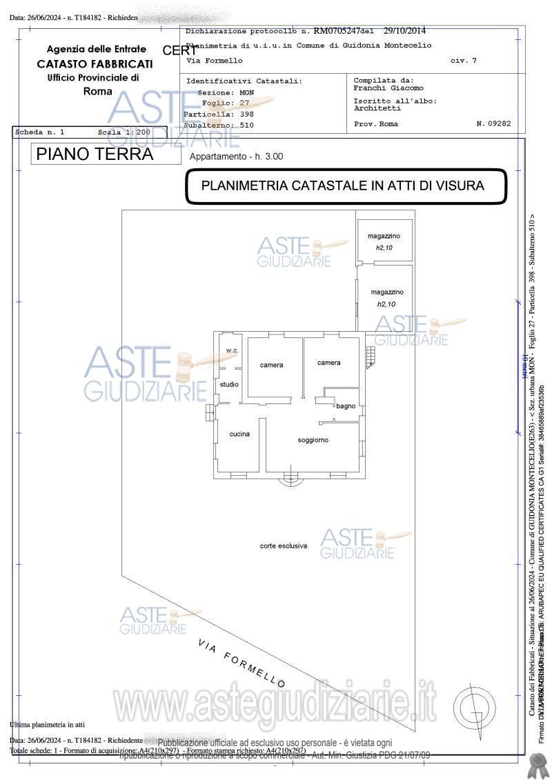 Planimetria del bene