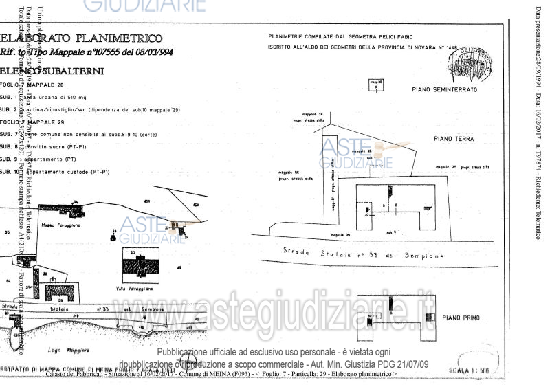 Planimetria del bene