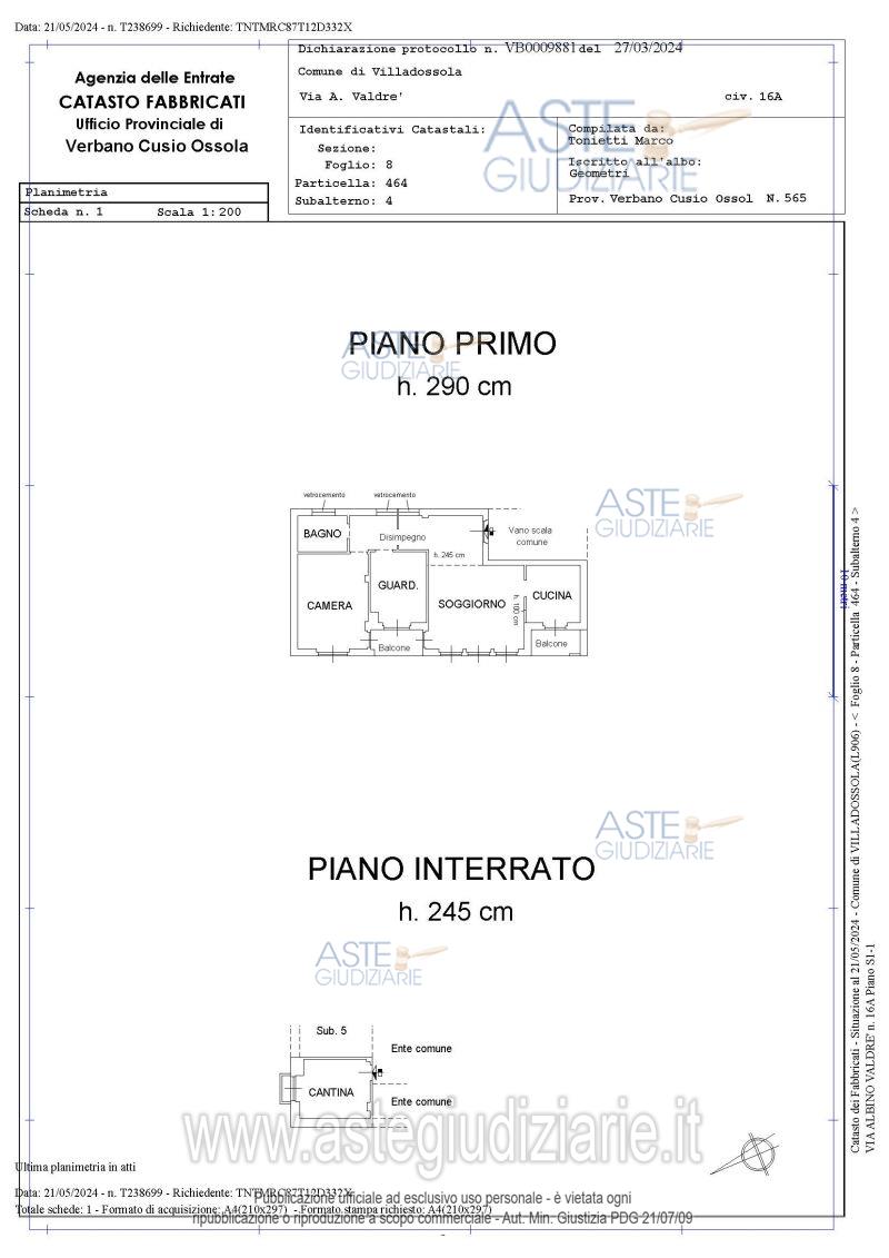 Planimetria del bene