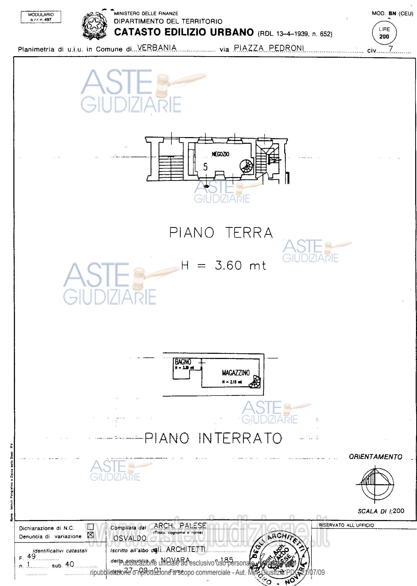 Planimetria del bene