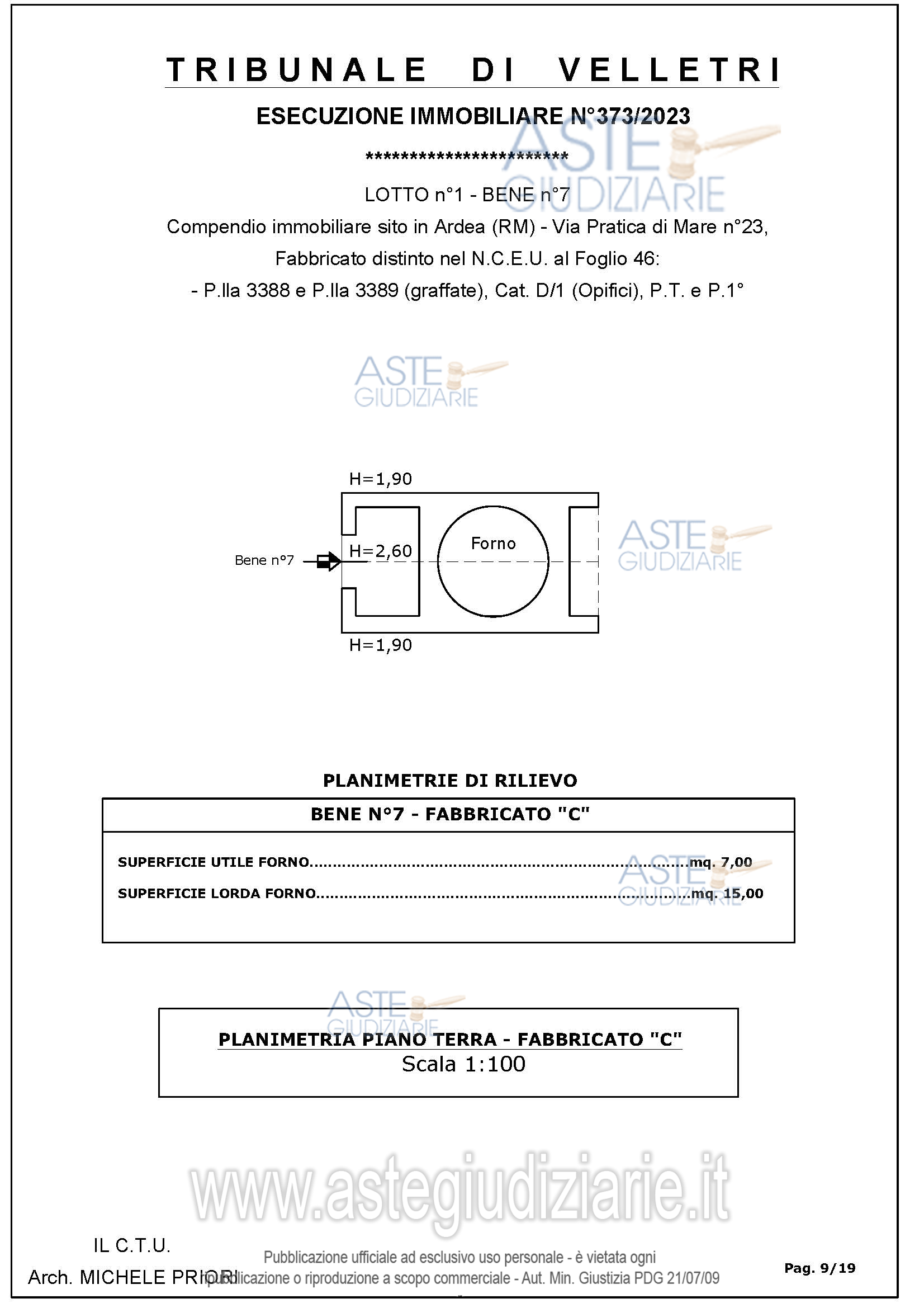 Planimetria del bene