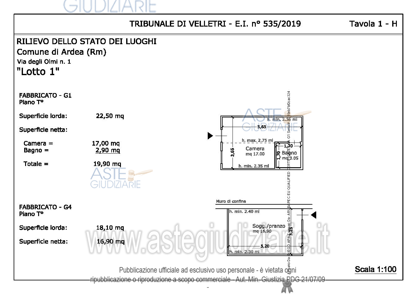 Planimetria del bene