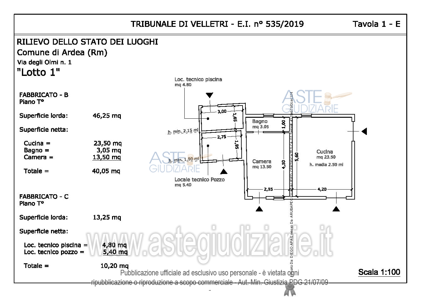 Planimetria del bene