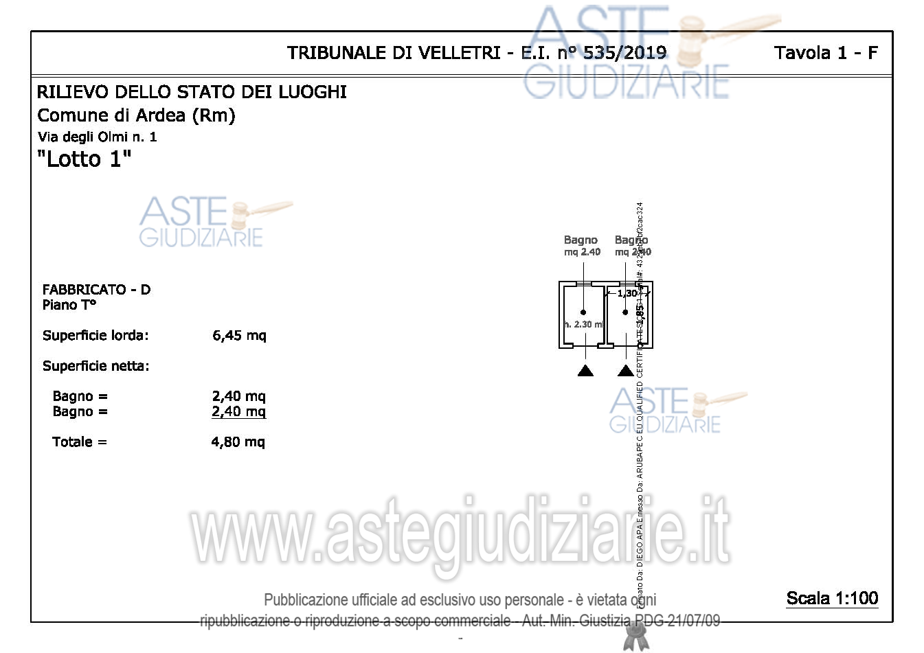 Planimetria del bene