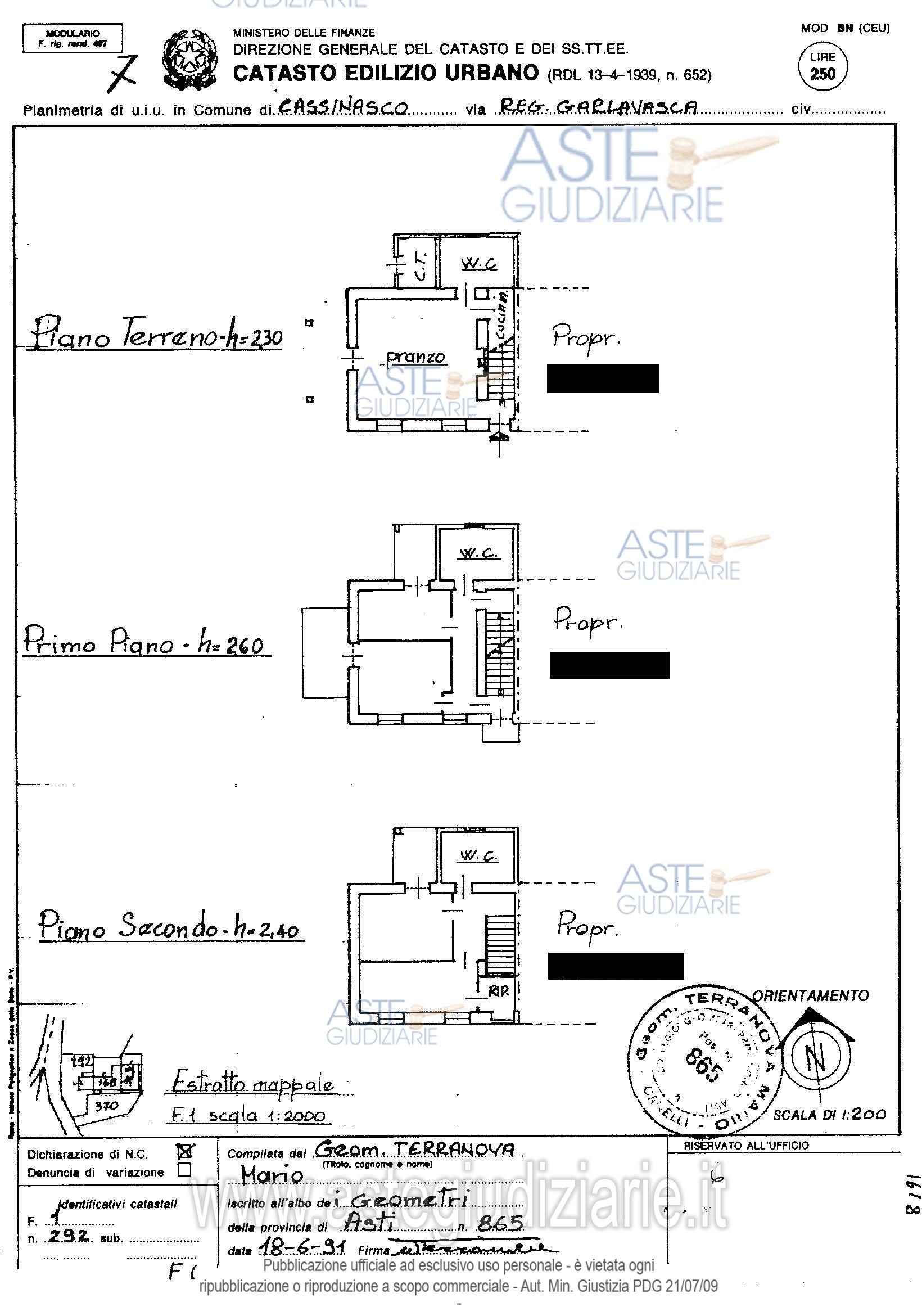 Planimetria del bene