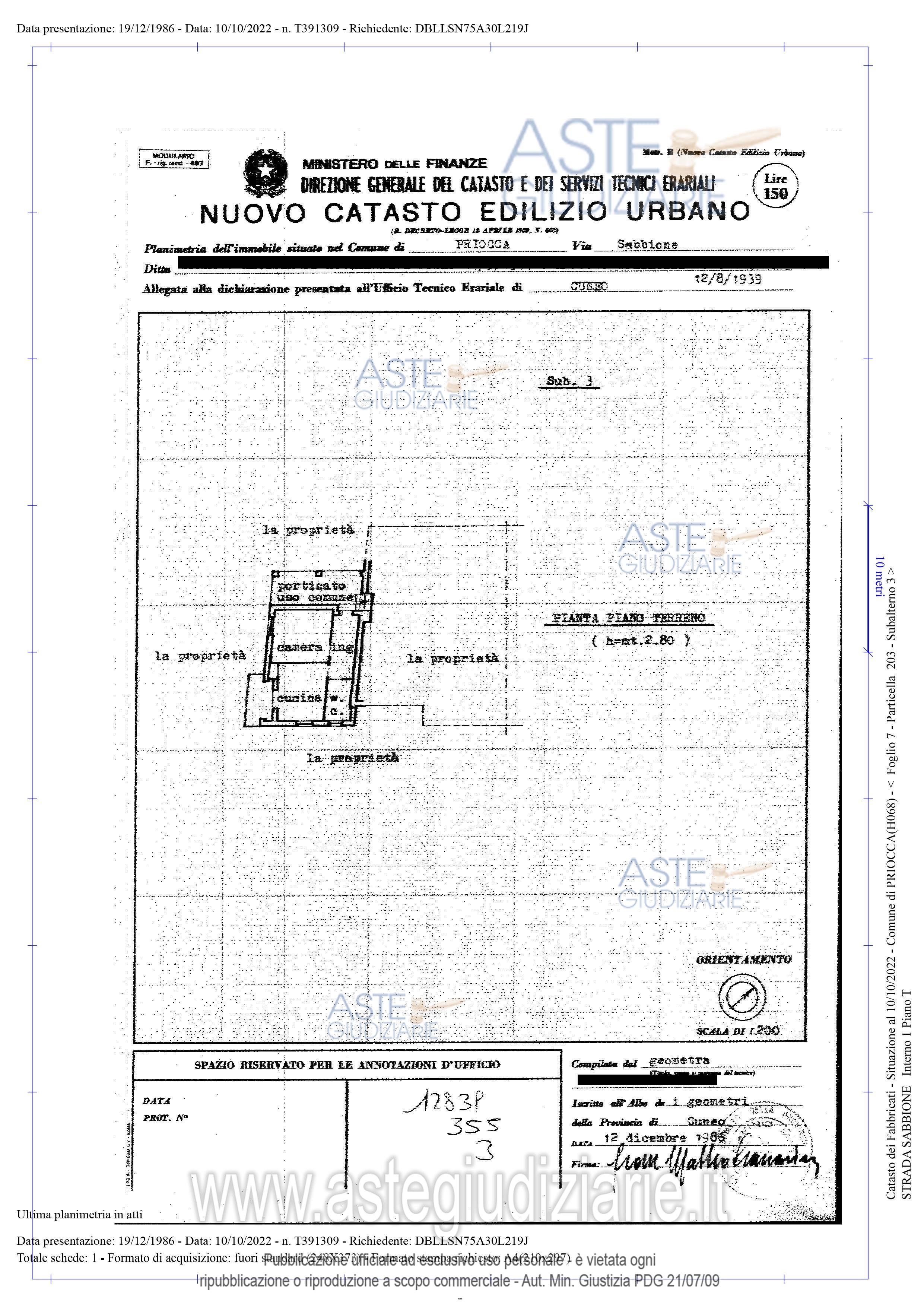 Planimetria del bene