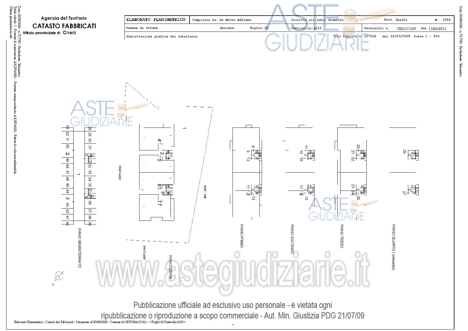 Planimetria del bene