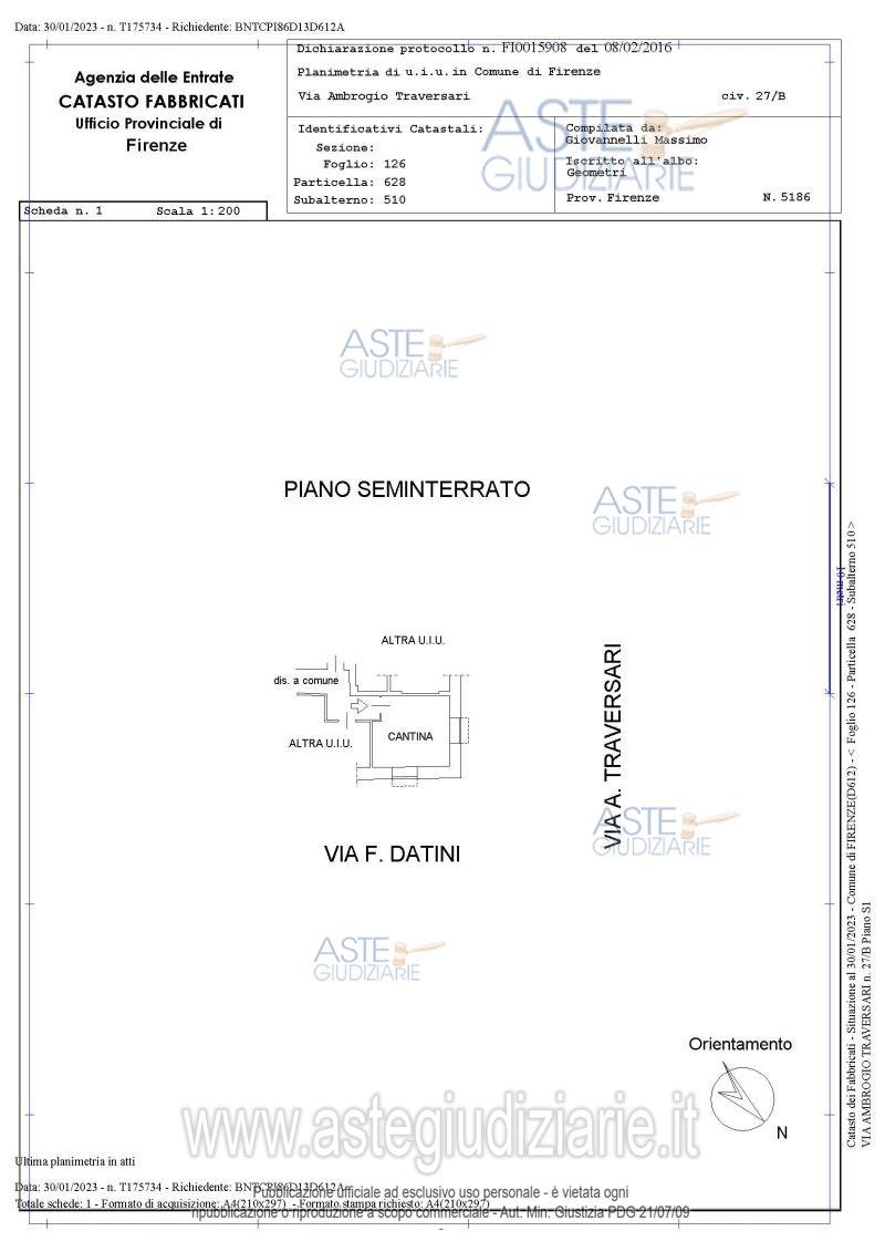 Planimetria del bene