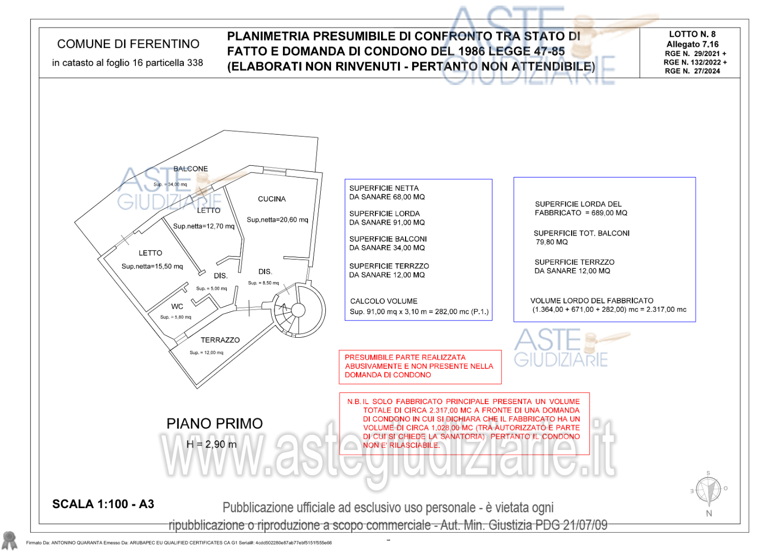 Planimetria del bene