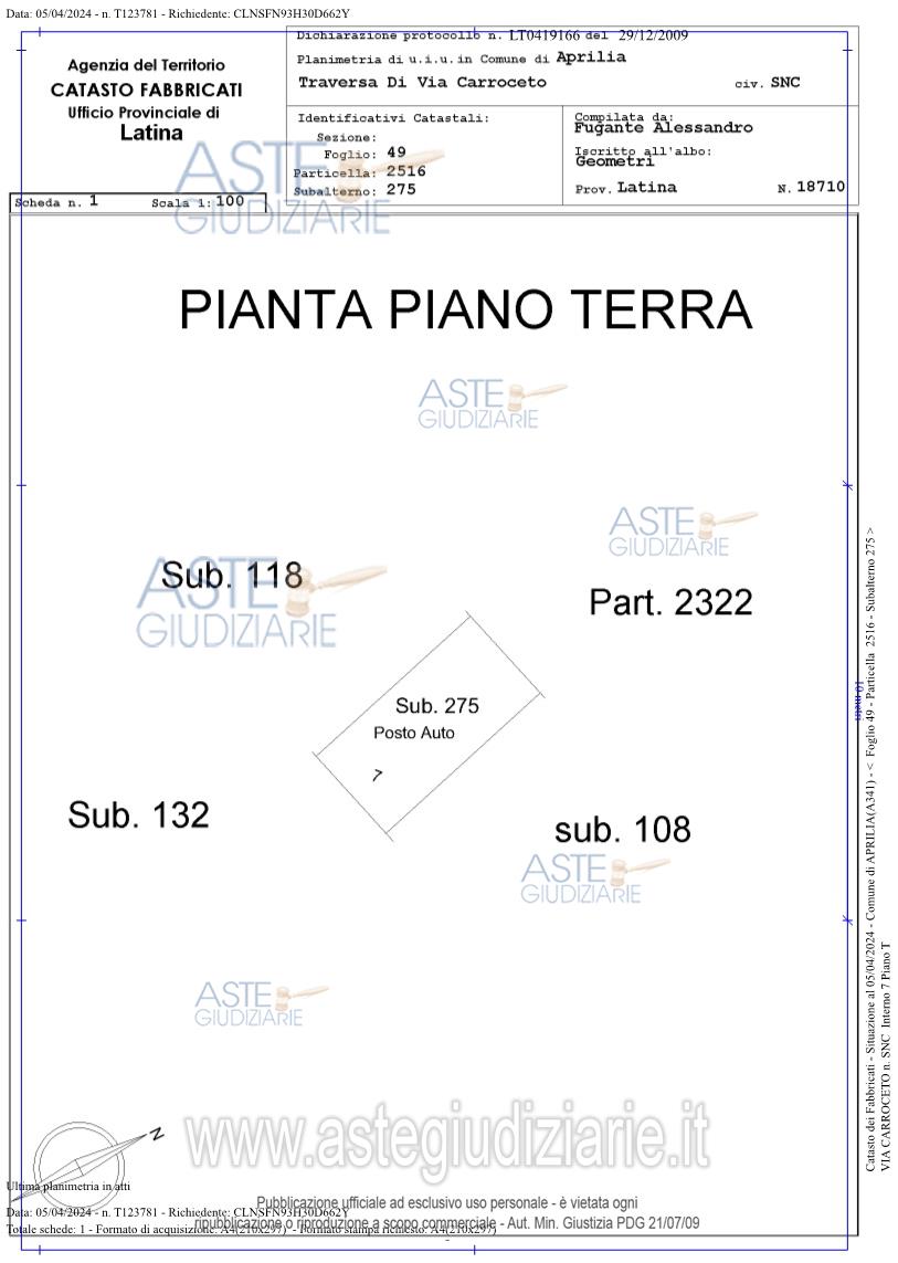 Planimetria del bene