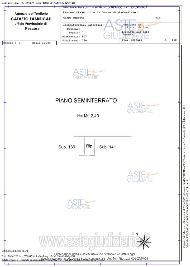 Planimetria del bene