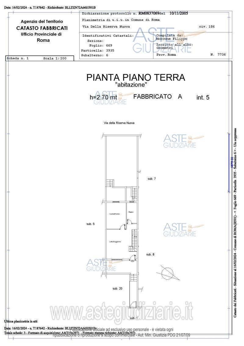 Planimetria del bene