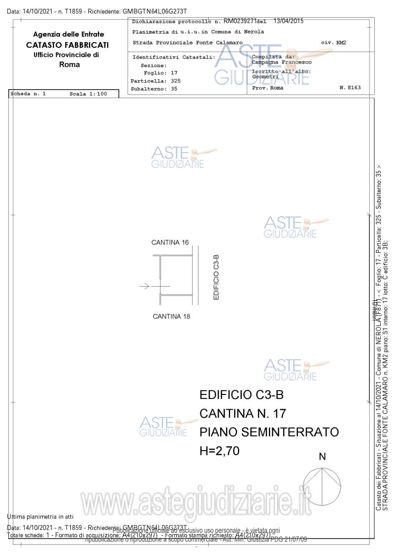 Planimetria del bene