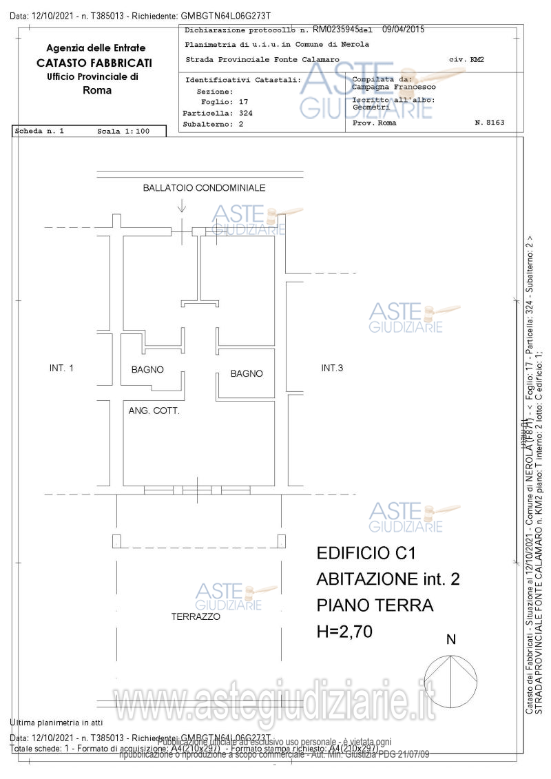 Planimetria del bene