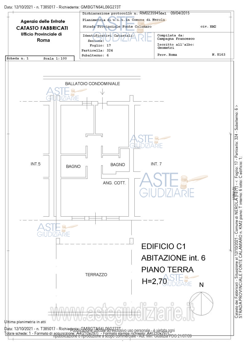 Planimetria del bene