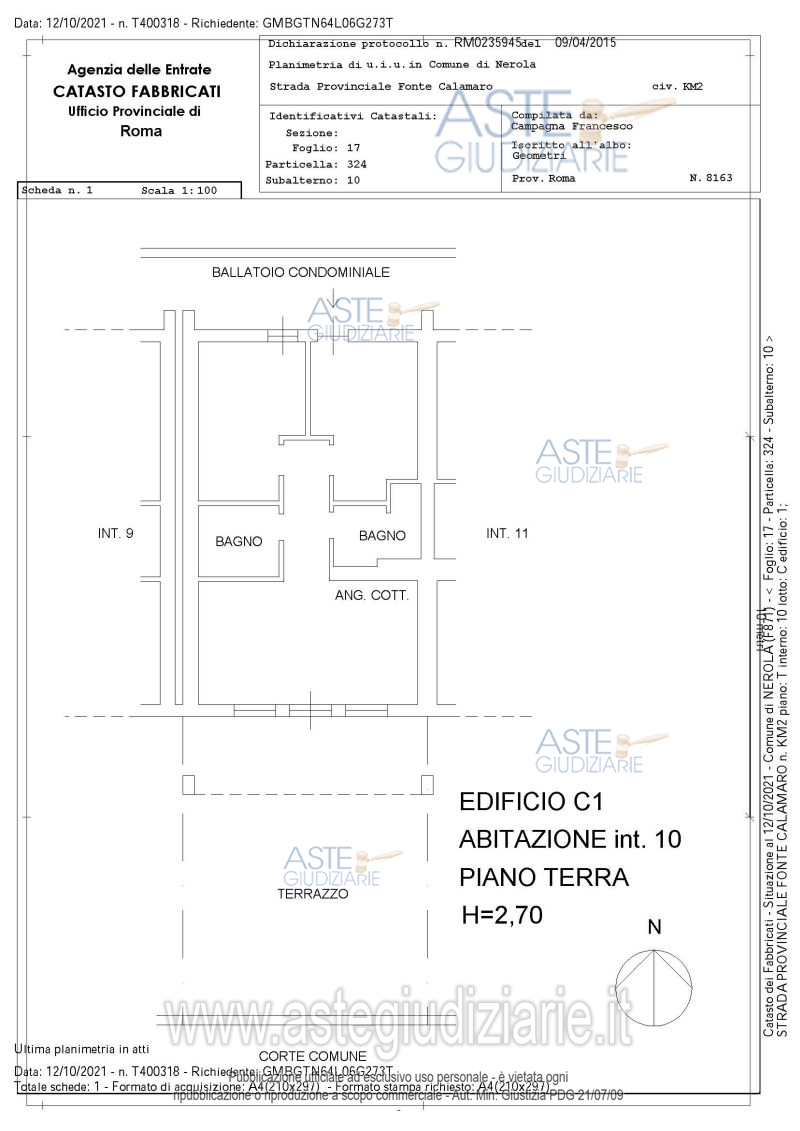 Planimetria del bene