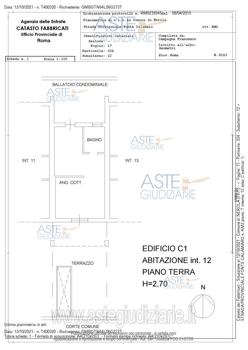 Planimetria del bene