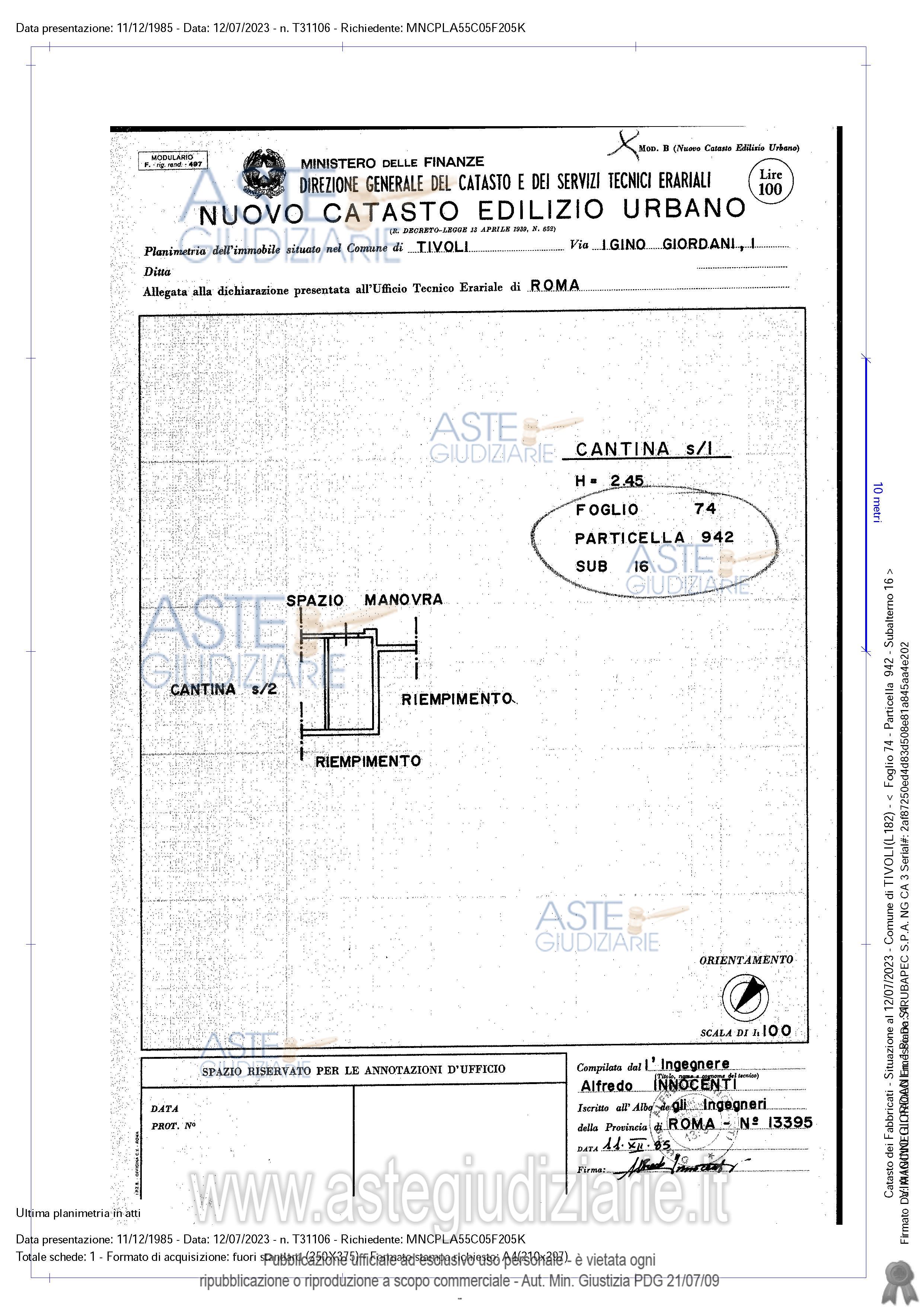 Planimetria del bene