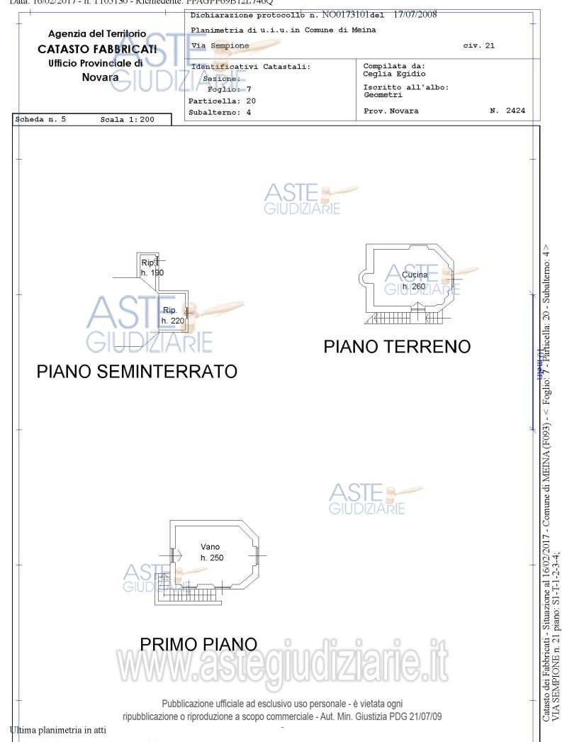 Planimetria del bene