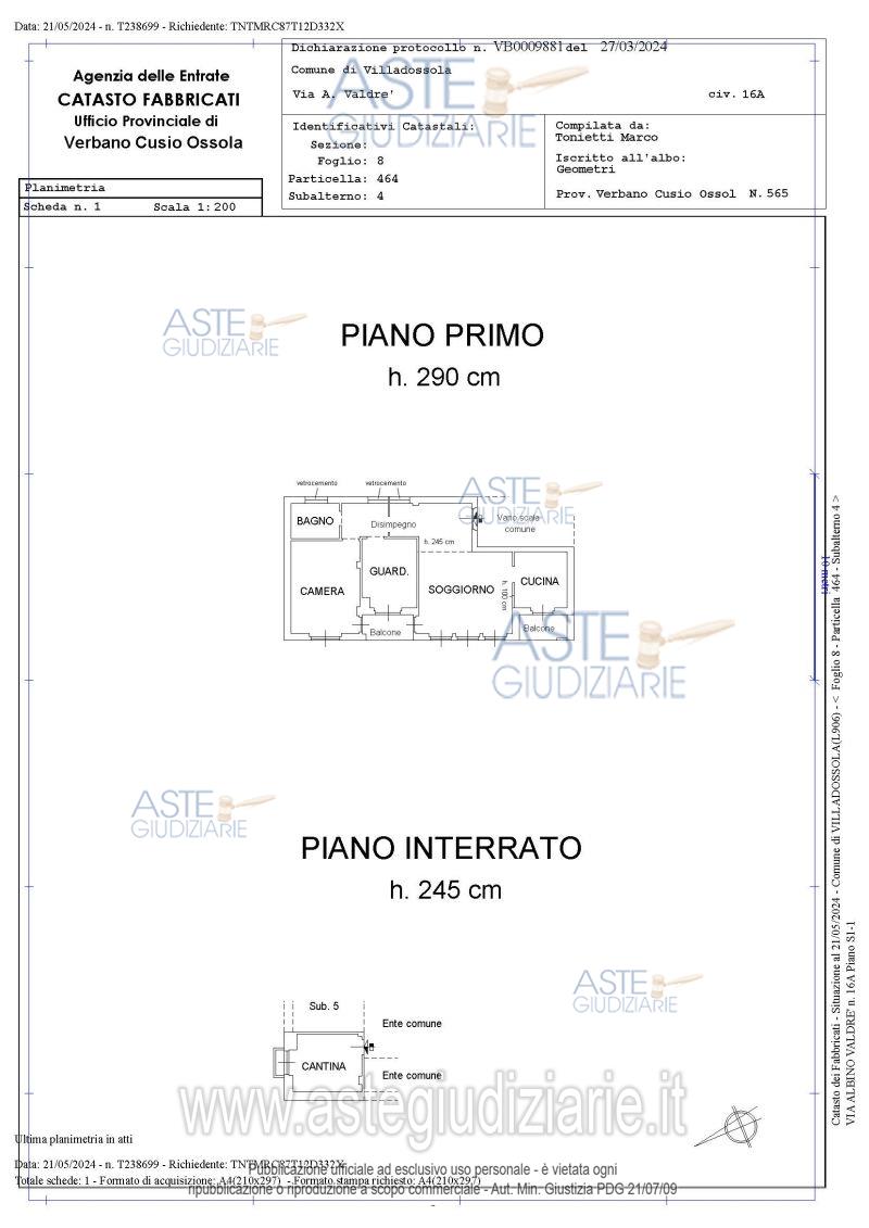 Planimetria del bene